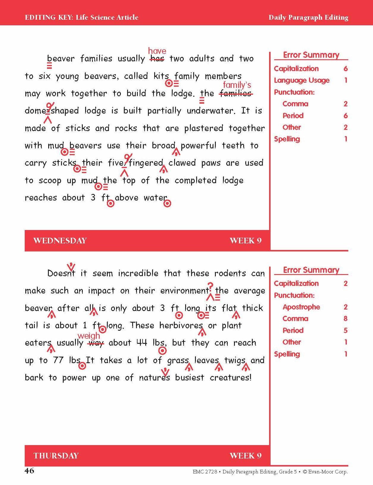Daily Paragraph Editing Grade 5