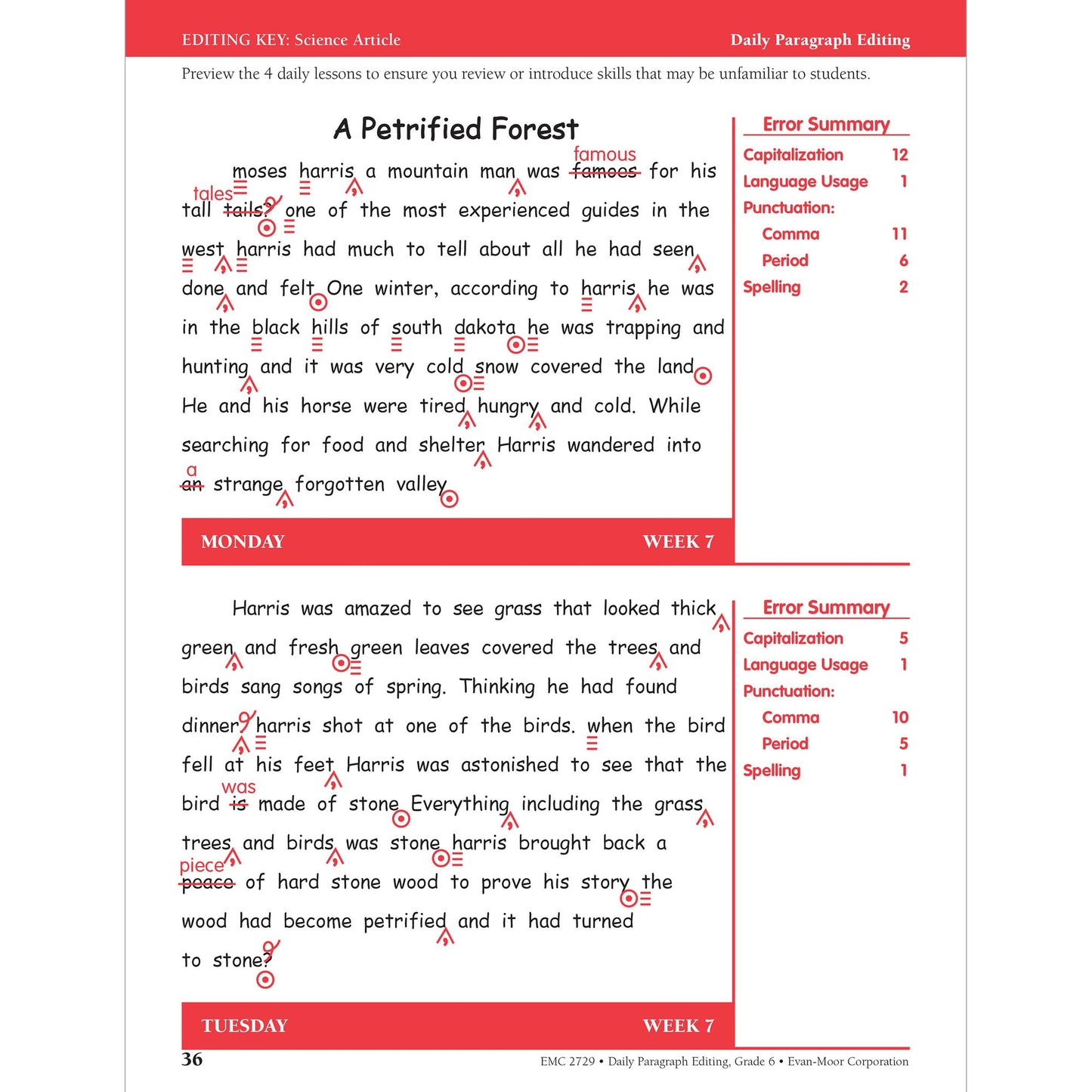 Daily Paragraph Editing Grade 6+