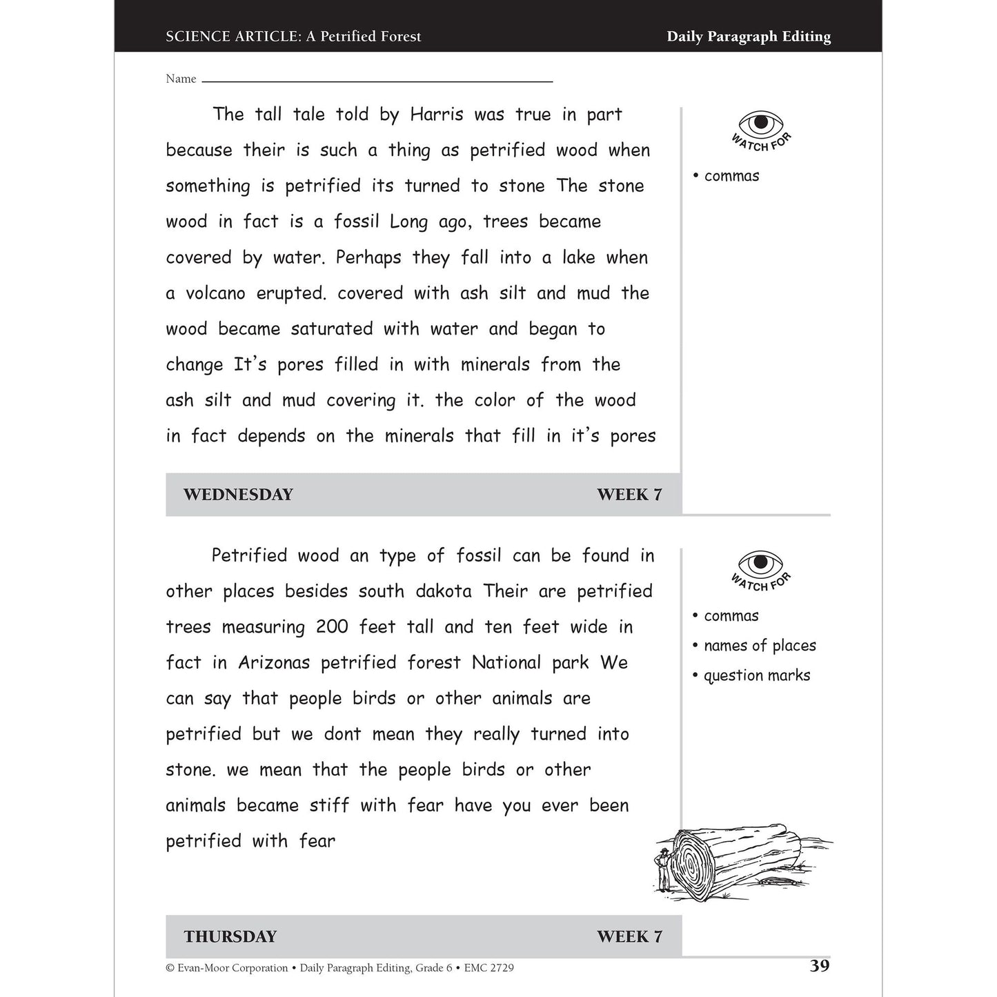 Daily Paragraph Editing Grade 6+