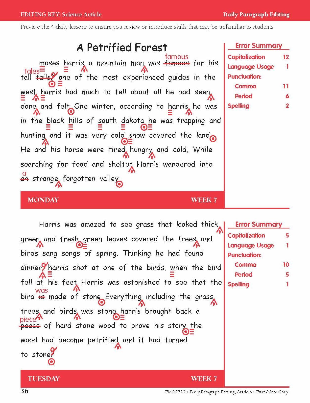 Daily Paragraph Editing Grade 6+