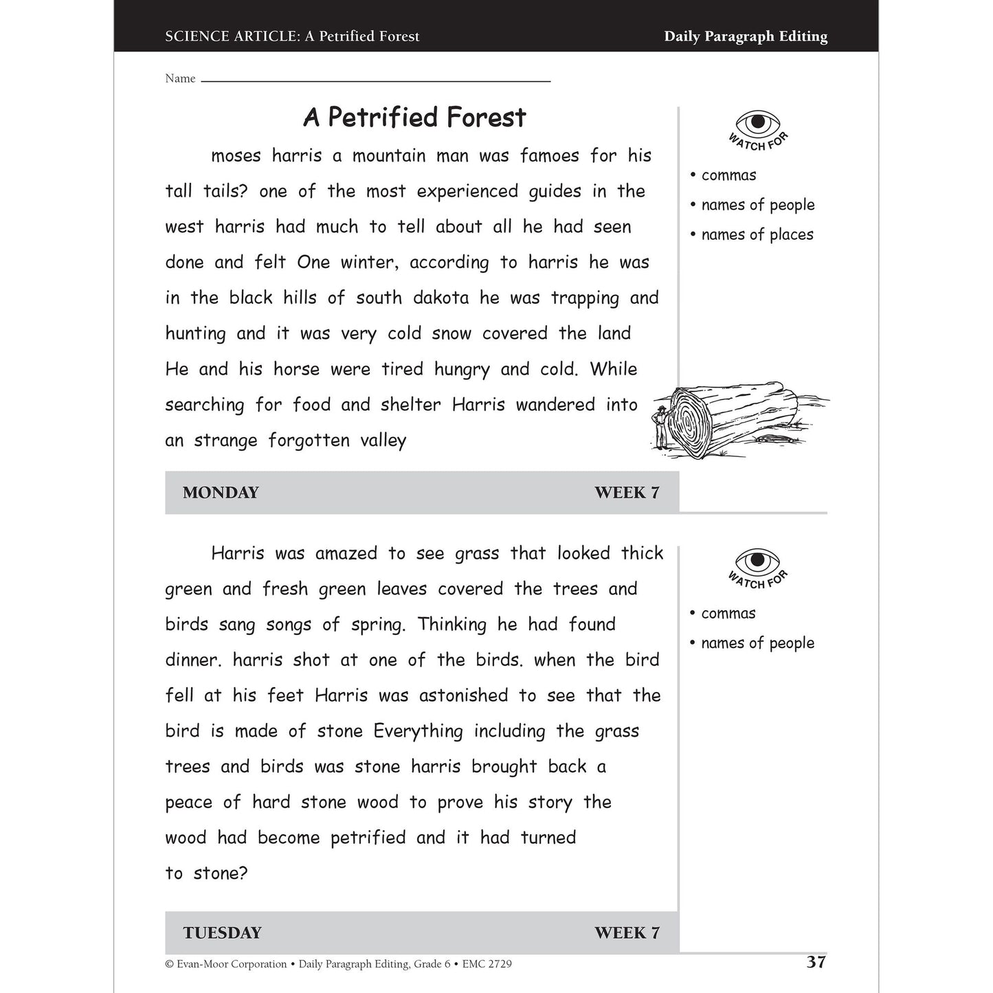 Daily Paragraph Editing Grade 6+
