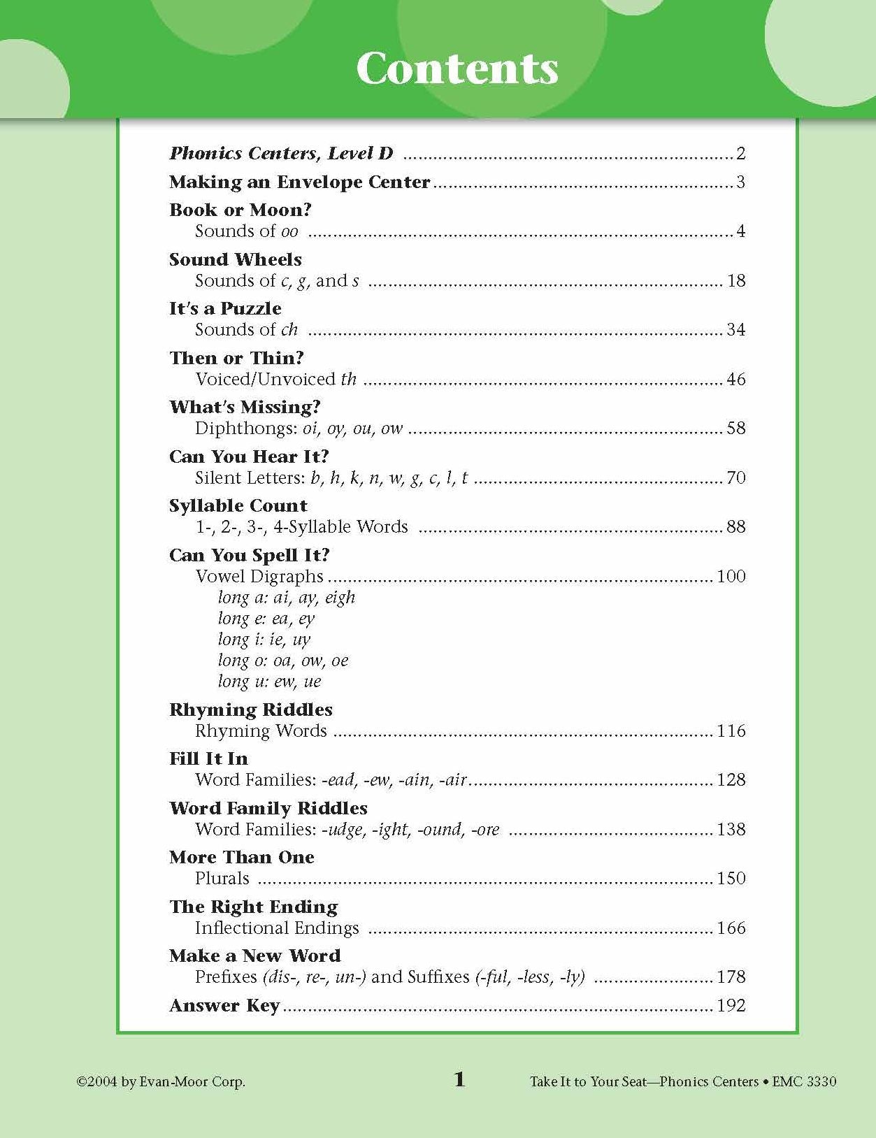 Take It to Your Seat Phonics Centers - Level D, Grades 2-3