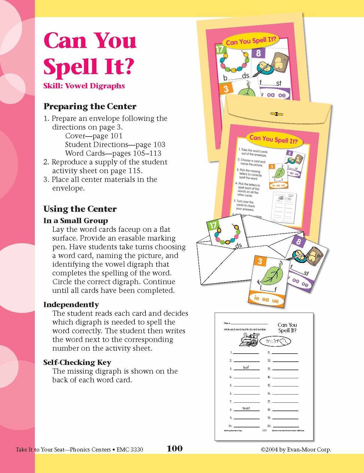 Take It to Your Seat Phonics Centers - Level D, Grades 2-3