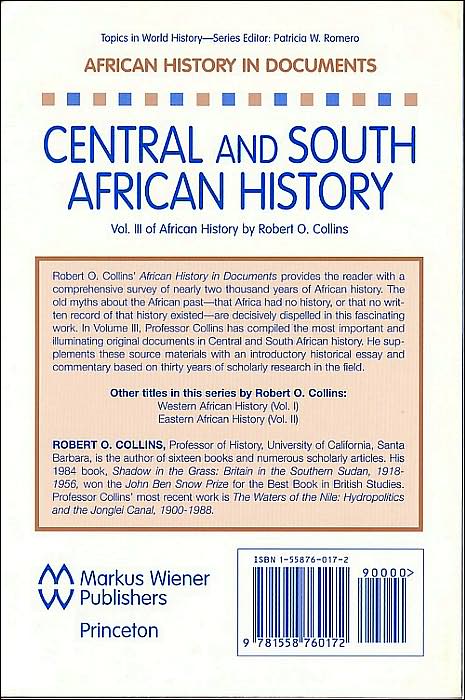 African History in Documents - Text and Readings: Central and South Africa