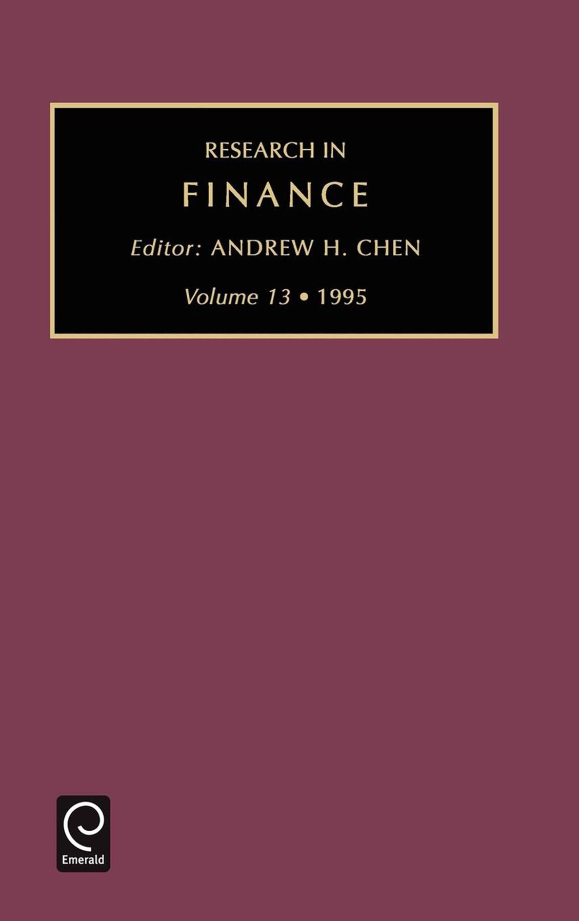 Research in Finance, Volume 13