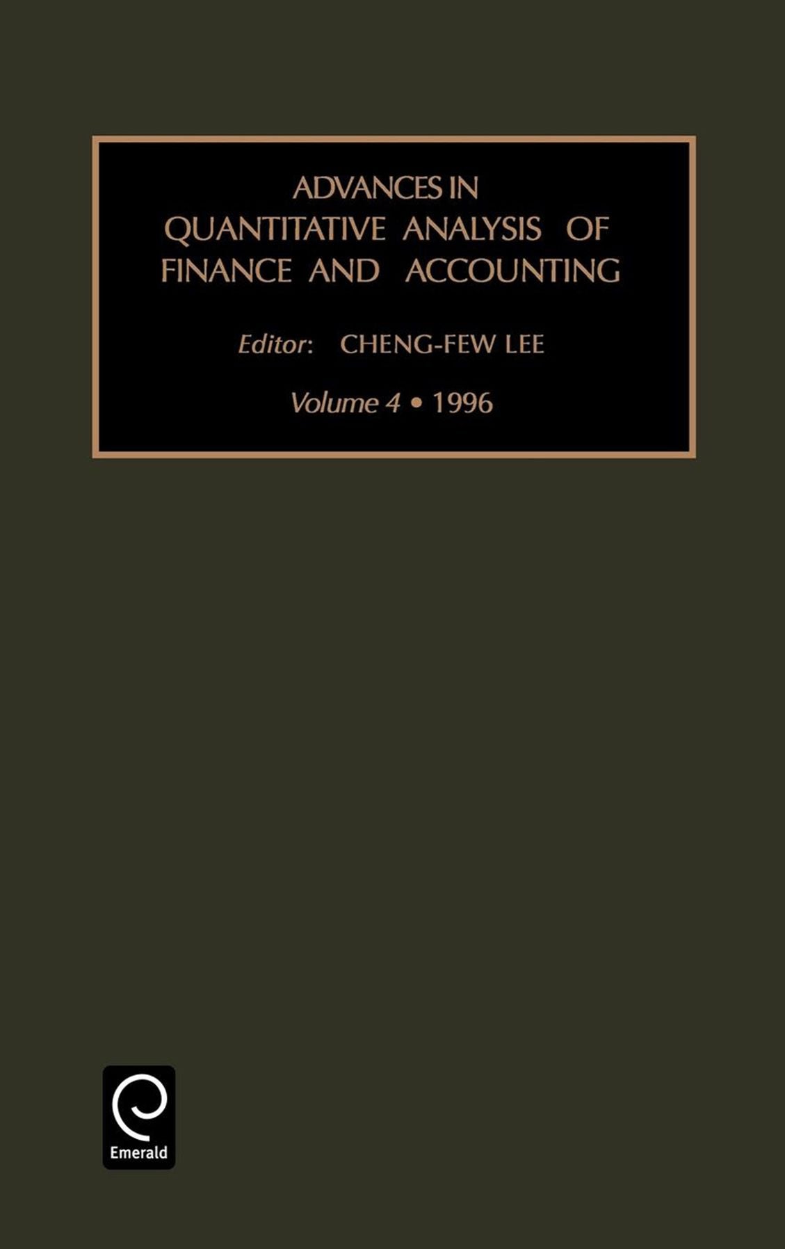 Advances in quantitative analysis of finance and accounting, Volume 4
