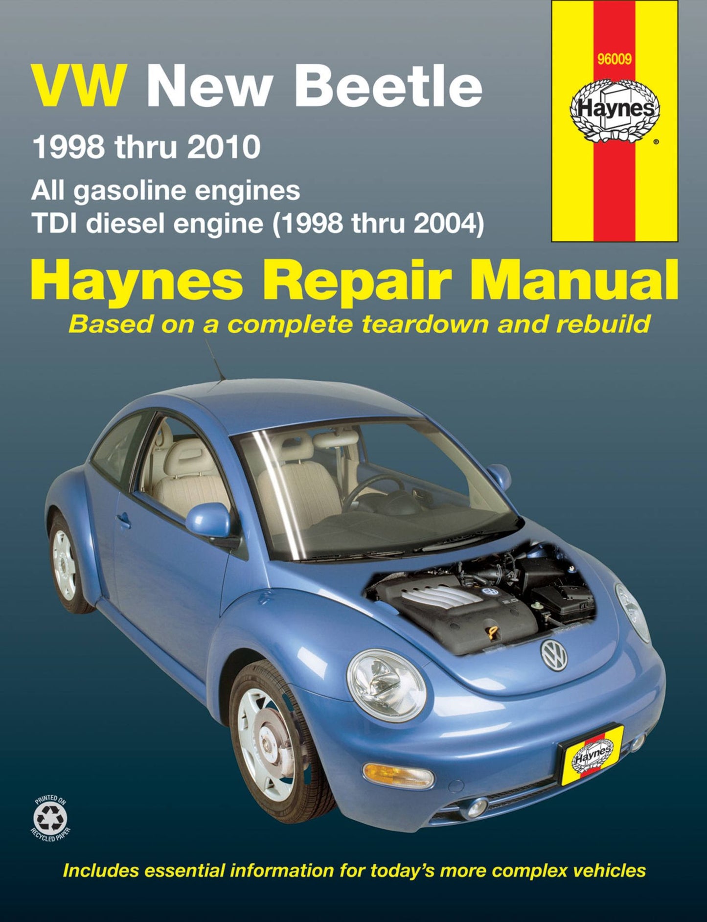 VW New Beetle 1998 thru 2010: All gasoline engines - TDI diesel engine (1998 thru 2004)