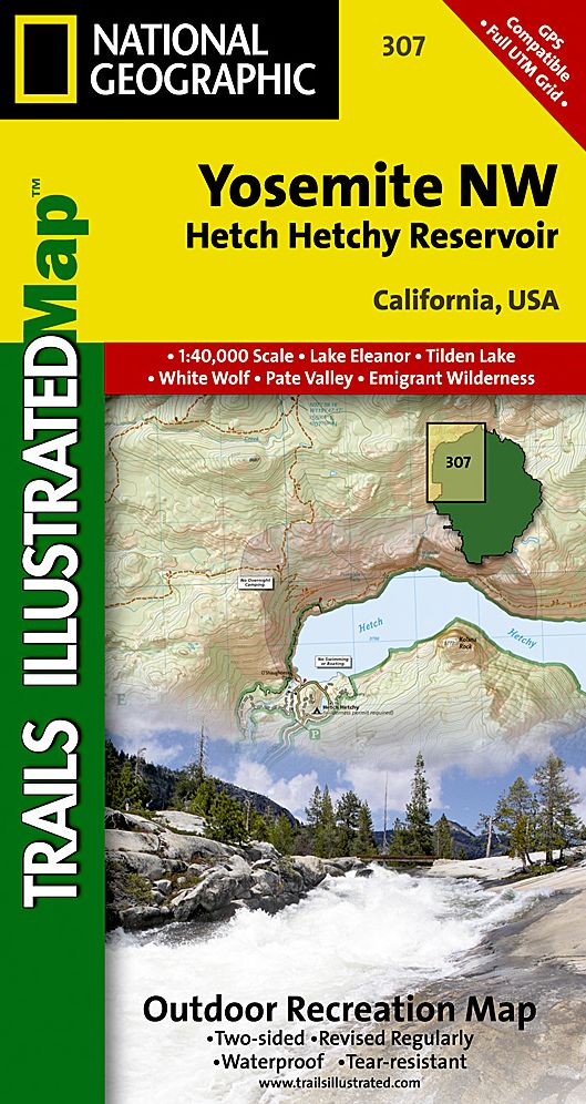 Northwest Yosemite, California (Hetch Hetchy Reservoir) Map