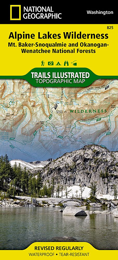 Alpine Lakes/Wilderness/Mt. Baker-Snoqualmie and Okanogan-Wenatchee National Forests, Washington, USA Outdoor Recreation Map