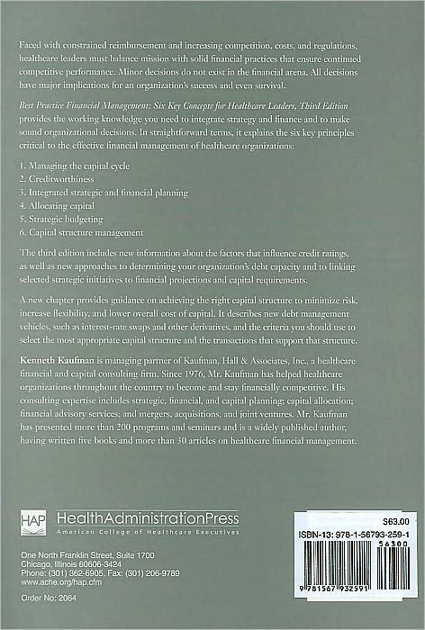 Best Practice Financial Management: Six Key Concepts for Healthcare Leaders (Ache Management Series)