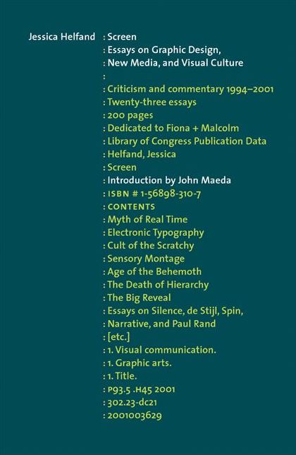 Screen: Essays on Graphic Design, New Media, and Visual Culture