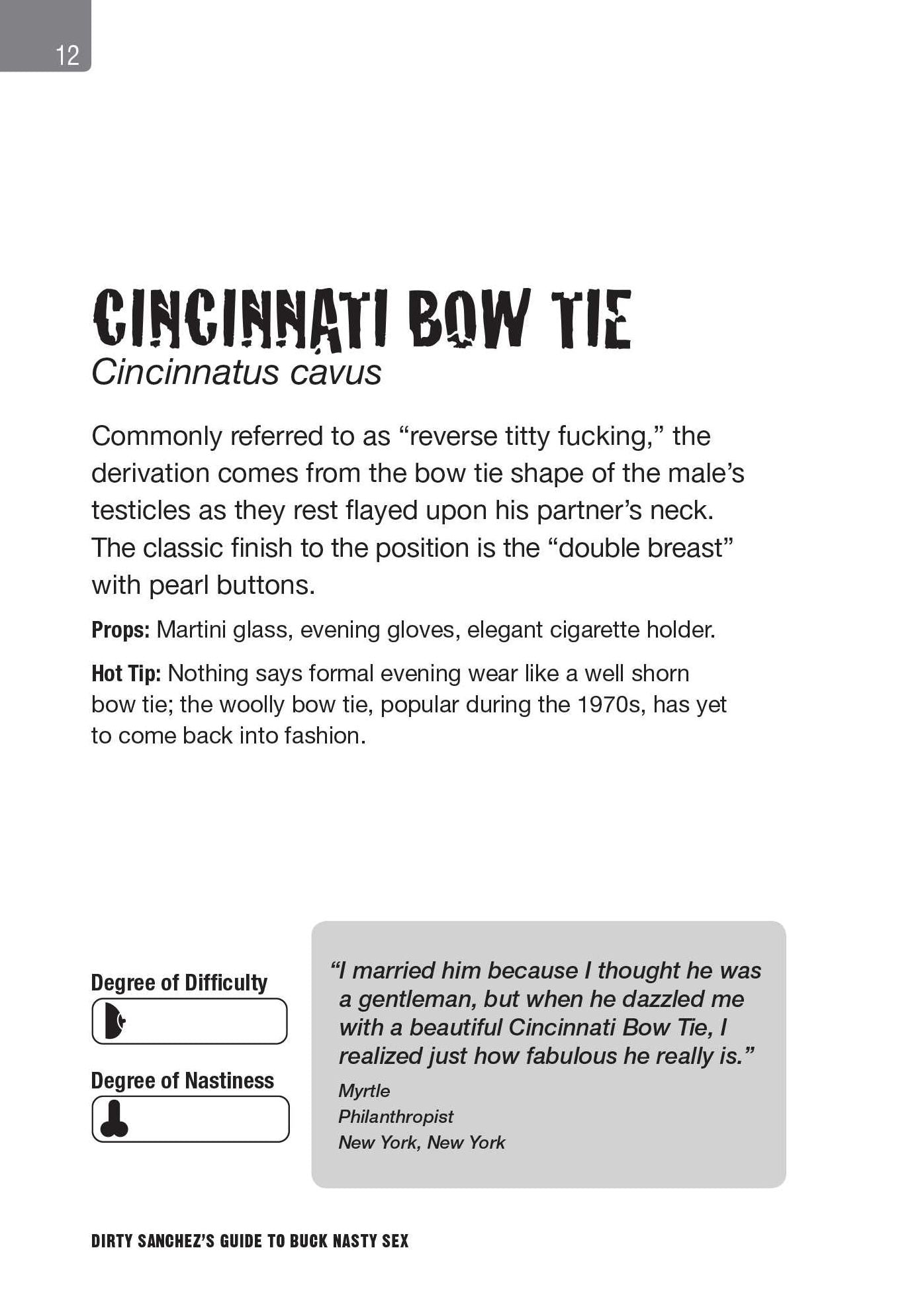 Dirty Sanchez's Guide to Buck Nasty Sex: Cincinnati Bow Tie, Donkey Punch, Rusty Trombone, Hot Carl, Rodeo, Strawberry Shortcake