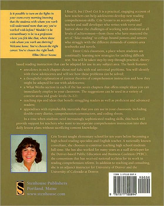 I Read It, but I Don't Get It: Comprehension Strategies for Adolescent Readers