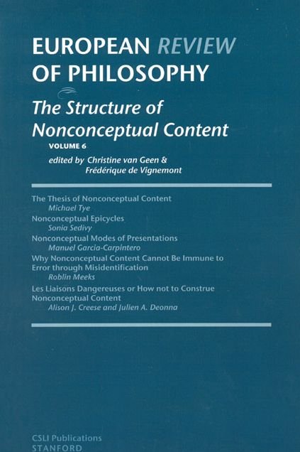 European Review of Philosophy, 6: The Structure of Nonconceptual Content