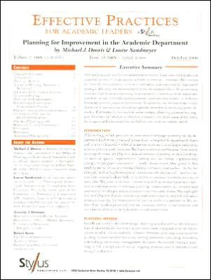 Effective Practices for Academic Leaders: Planning for Improvement in the Academic Department