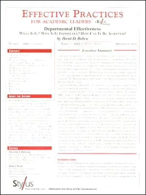 Effective Practices for Academic Leaders: Departmental Effectiveness
