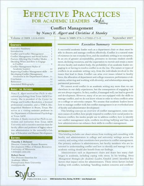Effective Practices for Academic Leaders: Conflict Management