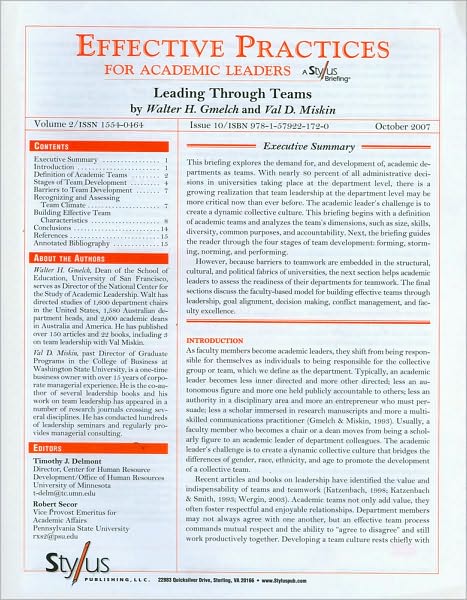 Effective Practices for Academic Leaders: Leading Through Teams