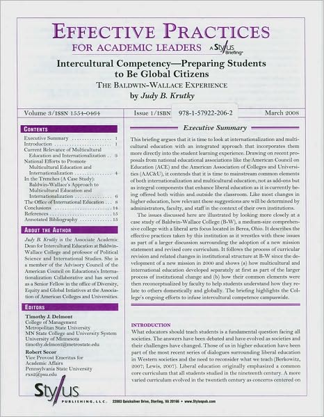 Effective Practices for Academic Leaders: Intercultural Competency-Preparing Students to Be Global Citizens THE BALDWIN-WALLACE EXPERIENCE
