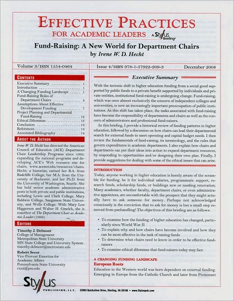 Effective Practices for Academic Leaders: Fund-Raising: A New World for Department Chairs