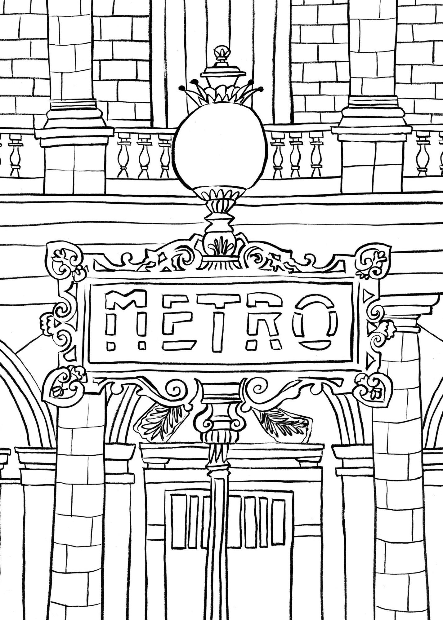 Iconic Paris Coloring Book: 24 Sights to Send and Frame