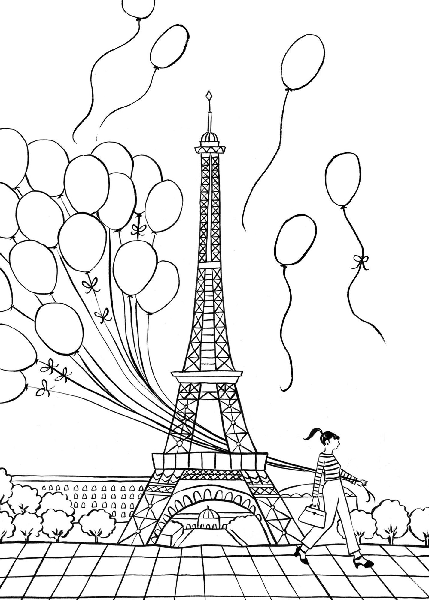 Iconic Paris Coloring Book: 24 Sights to Send and Frame