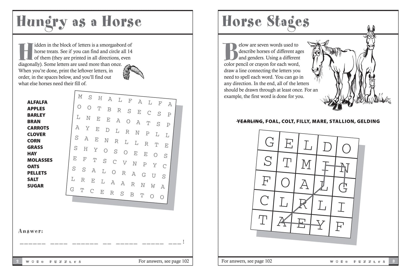 Horse Games & Puzzles for Kids: 102 Brainteasers, Word Games, Jokes & Riddles, Picture Puzzlers, Matches & Logic Tests for Horse-Loving Kids