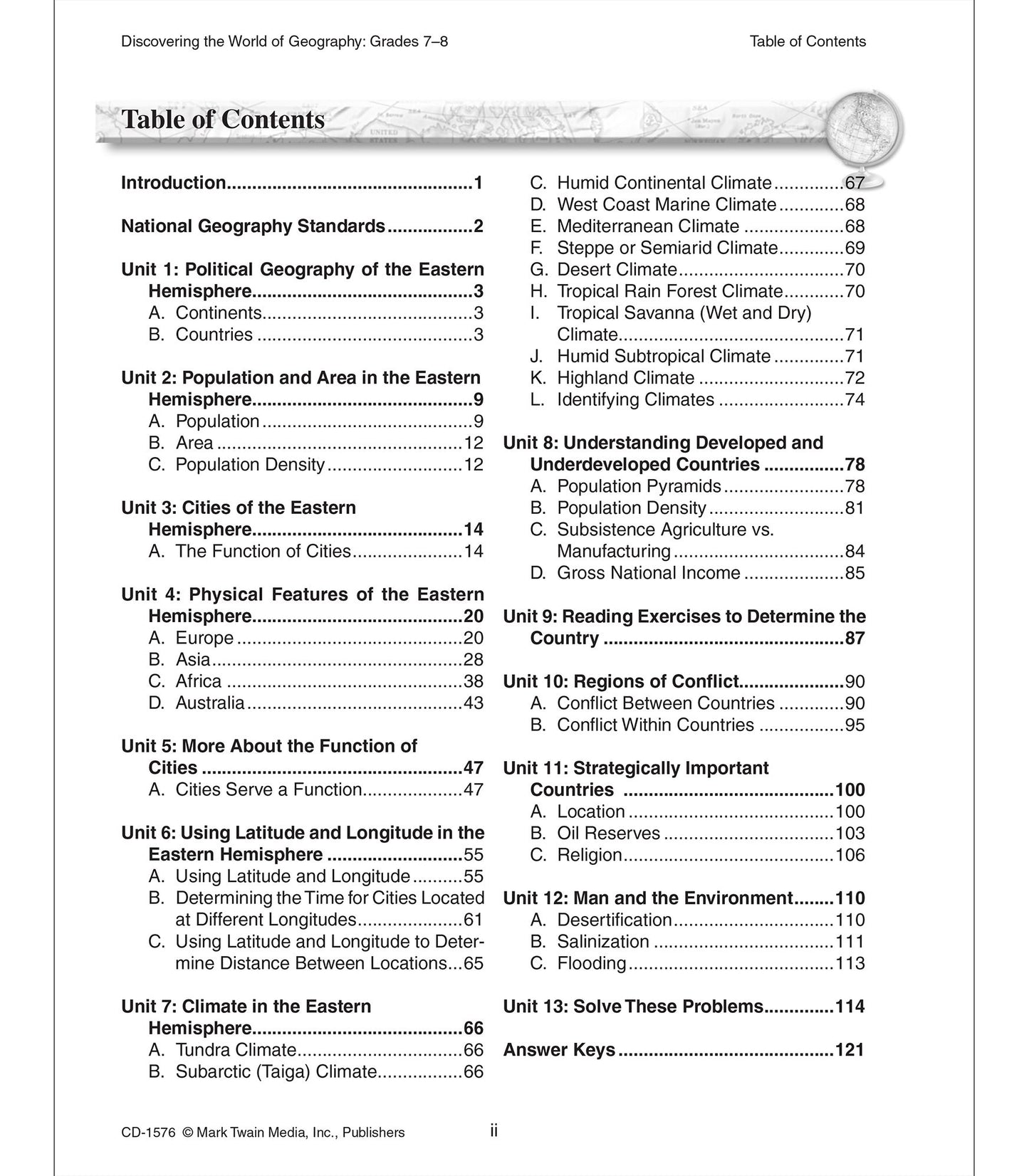 Discovering the World of Geography: Includes Selected National Geography Standards (Grades 7-8)