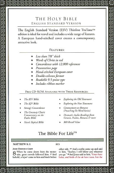 ESV Classic Thinline Bible: English Standard Version, charcoal TruTone, celtic cross design