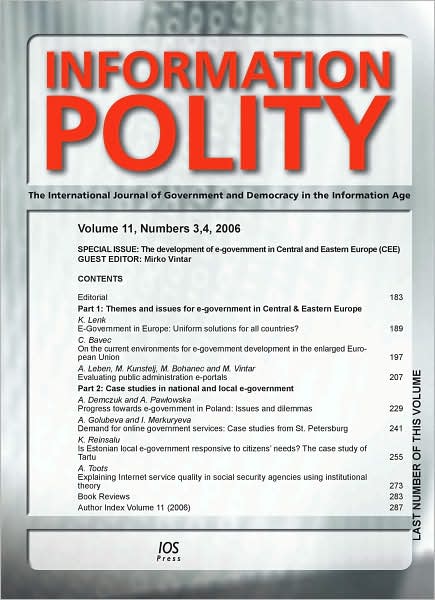 The Development of E-Government in Central and Eastern Europe (CEE): Book Edition of Information Polity
