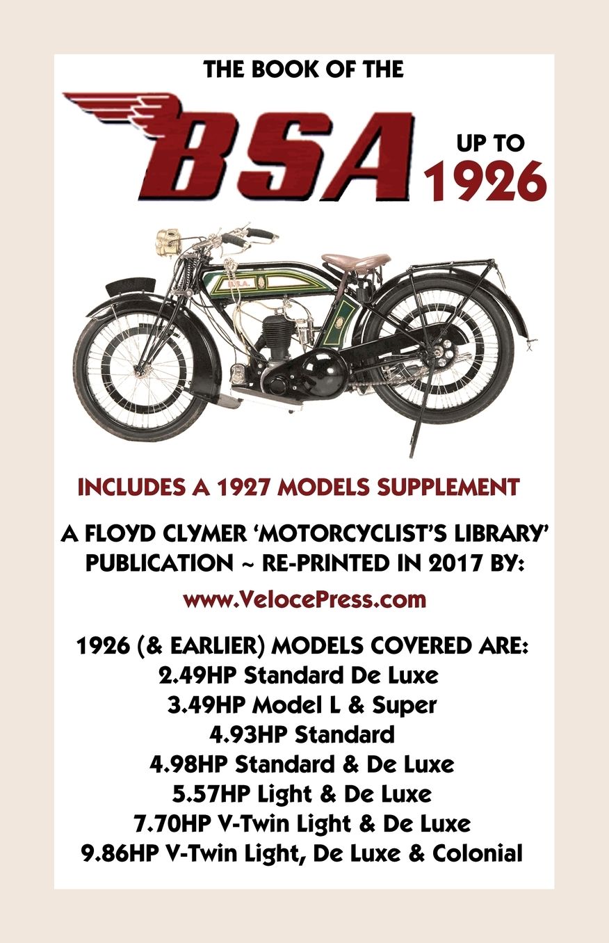 BOOK OF THE 1926 BSA - INCLUDES A 1927 MODELS SUPPLEMENT