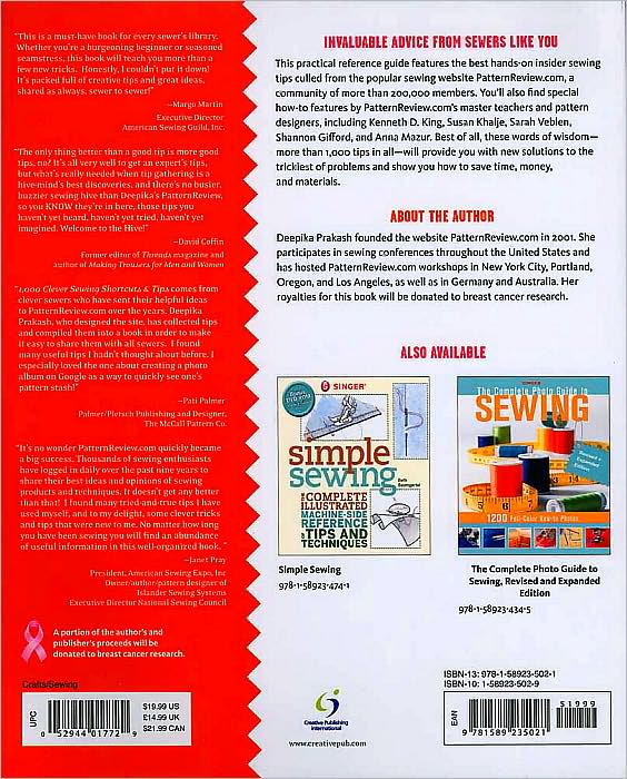 PatternReview.com 1,000 Clever Sewing Shortcuts and Tips: Top-Rated Favorites from Sewing Fans and Master Teachers