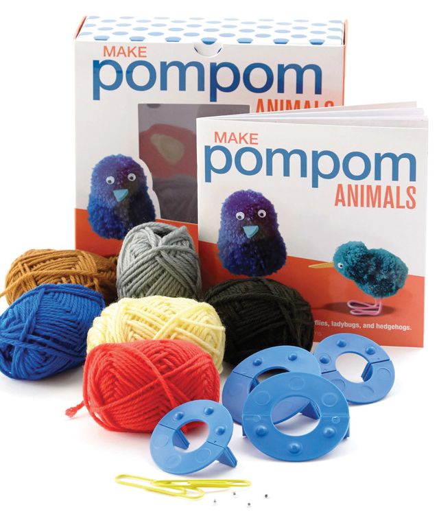 Make Pompom Animals: Creative Craft Kit-Includes yarn, templates, and instructions for making birds, butterflies, ladybugs, and hedgehogs. - Featuring a 16-page book with instructions and ideas