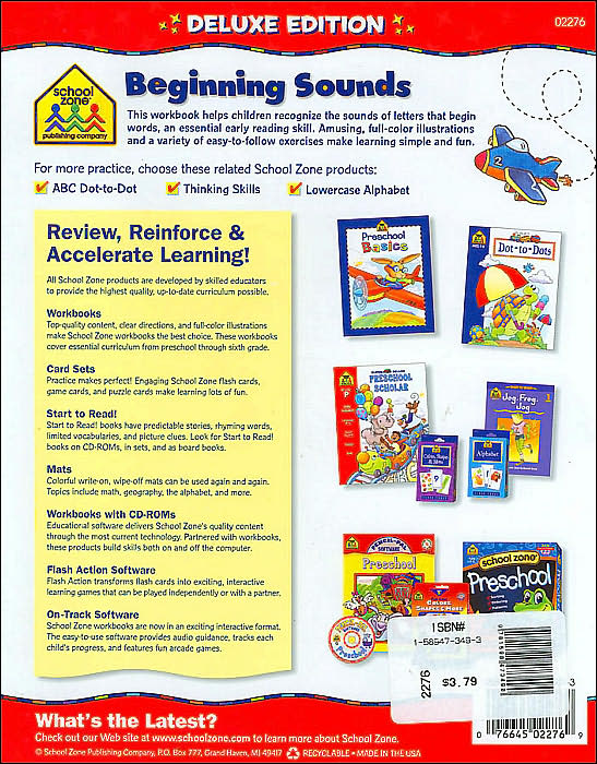 School Zone Beginning Sounds Workbook
