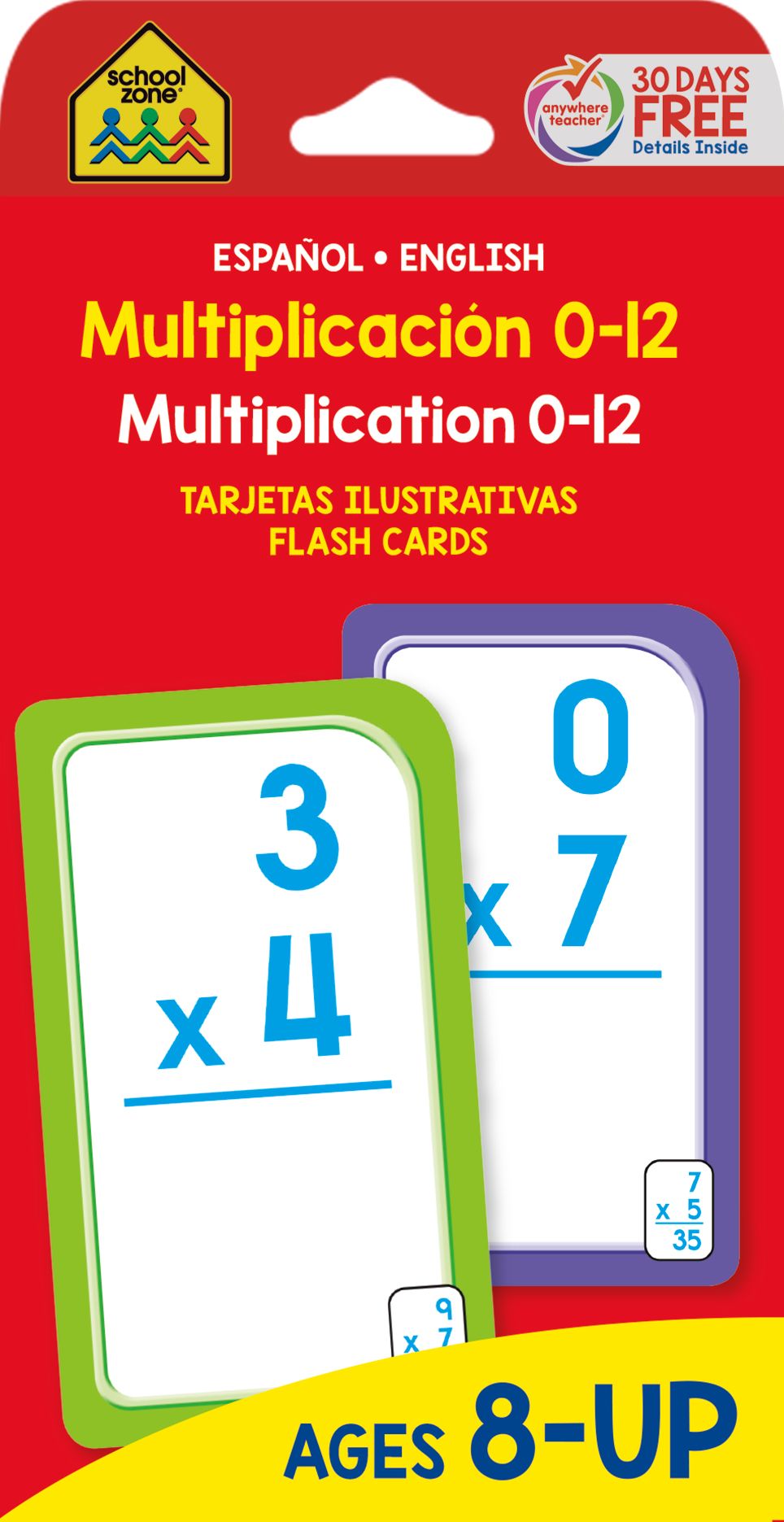 School Zone Bilingual Multiplication 0-12 Flash Cards