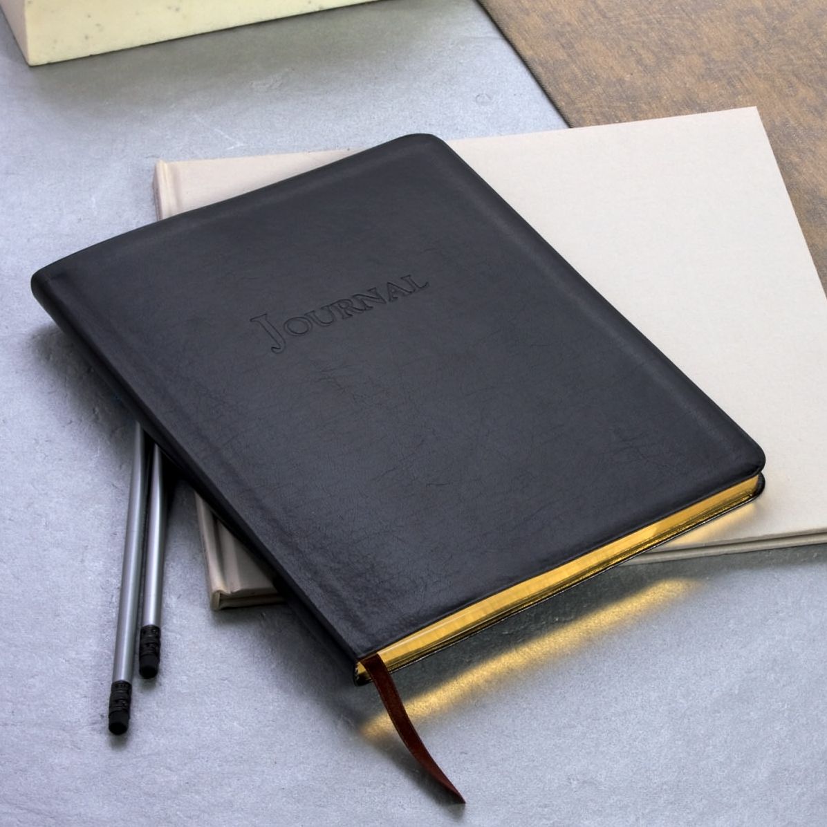 Black Bonded Leather Journal 9X7