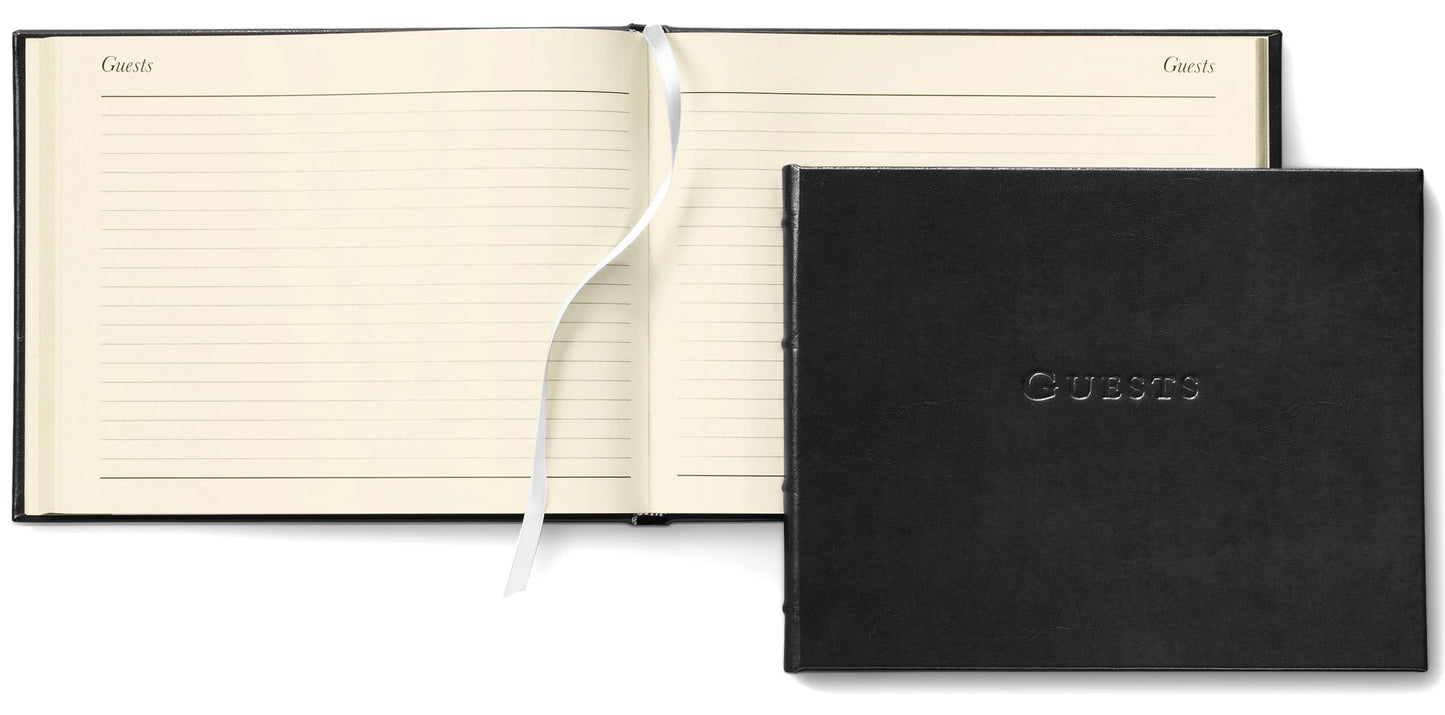 Acadia Black Leather Guest Book 7" x 9"