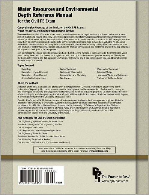 Water Resources and Environmental Depth Reference Manual for the Civil PE Exam