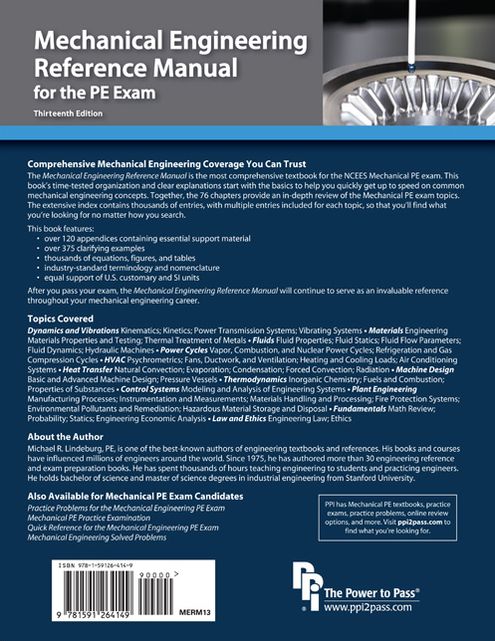 Mechanical Engineering Reference Manual for the PE Exam