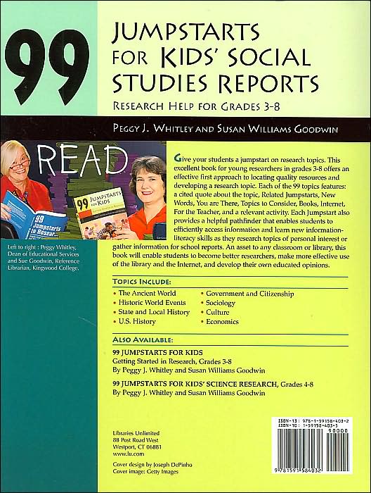 99 Jumpstarts for Kids Social Studies Reports: Research Help for Grades 3-8