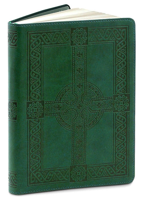 Green Embossed Celtic Cross Lined Flexi Journal (6"x8")