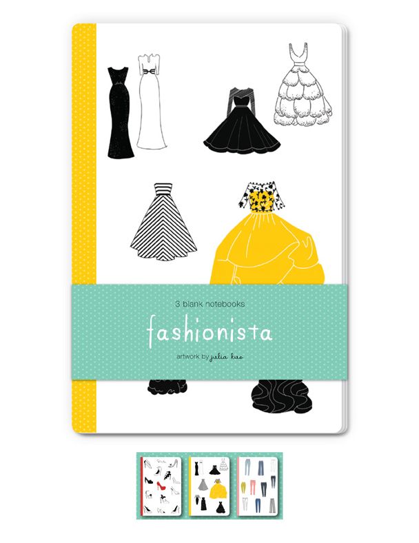 Fashionista Blank Notebooks: Set of three 48-page blank notebooks