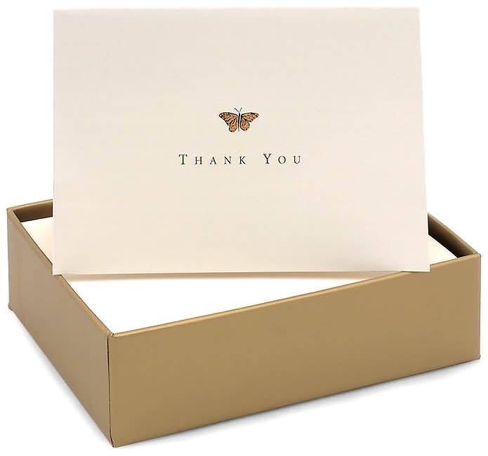 Gold Butterfly Foil Embossed Thank You Card Set