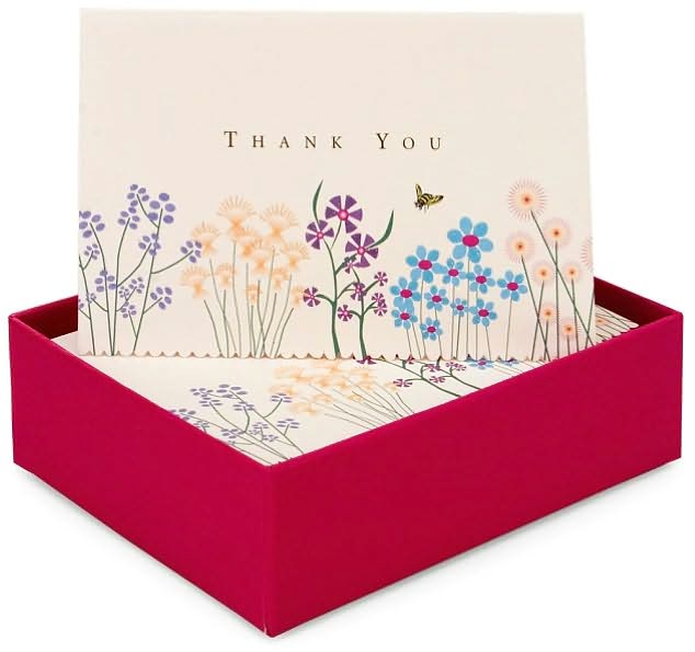Sparkly Garden Thank You Box Notecard set of 14