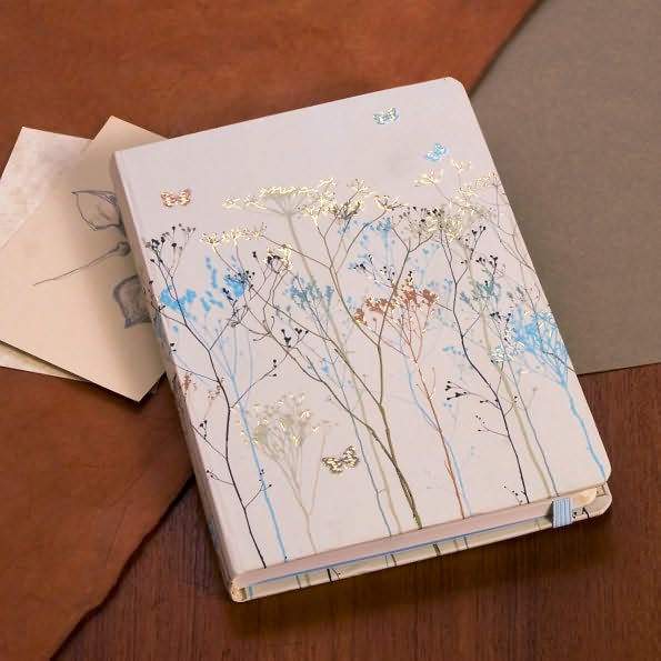 Butterflies Beige/Blue Bound Journal (5'x7")