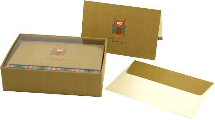 Owl Thank You Note Card Set of 14