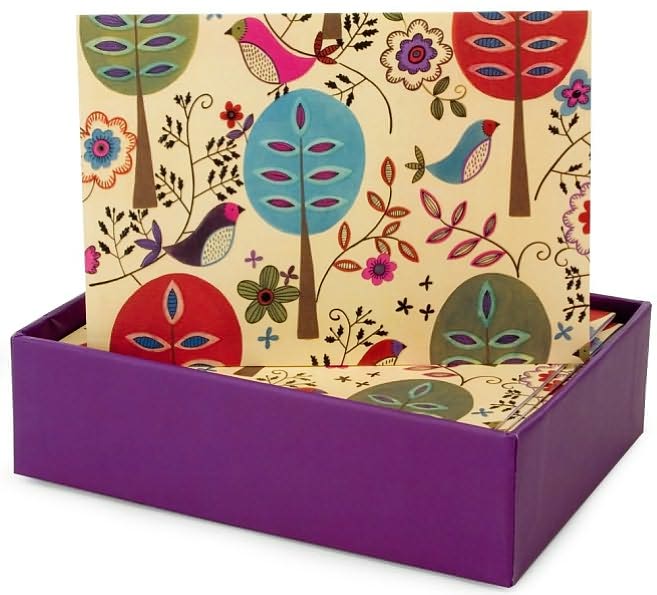 Birds and Trees Note Cards Set of 14