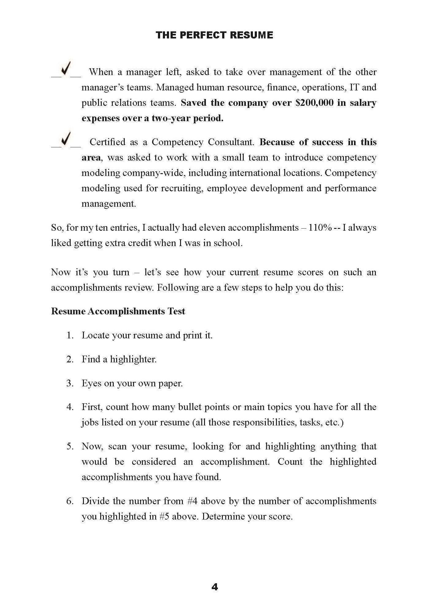 The Perfect Resume: Resumes That Work in the New Economy