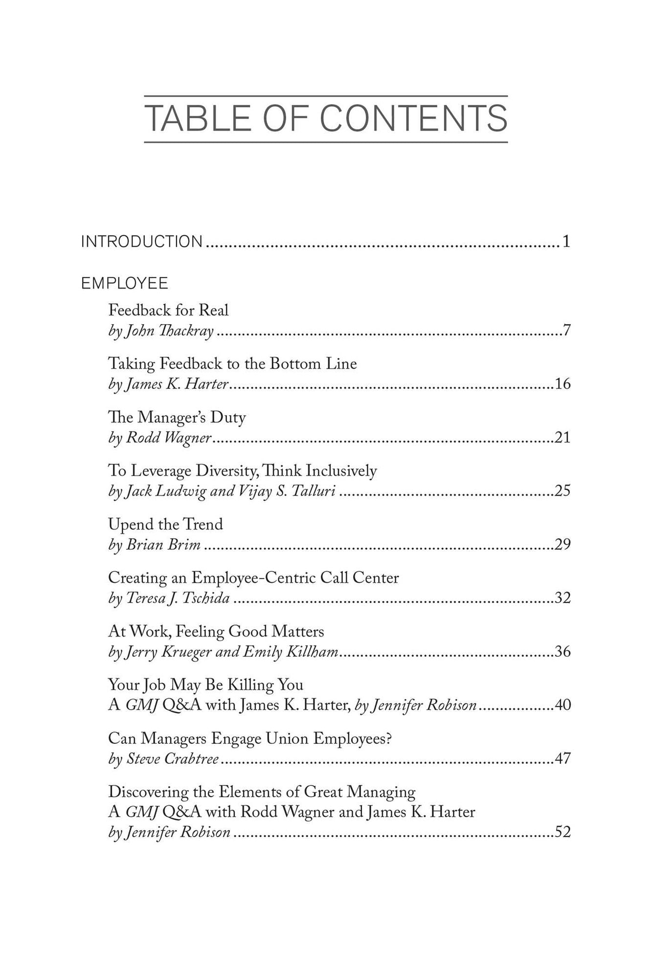 The Best of the Gallup Management Journal 2001-2007