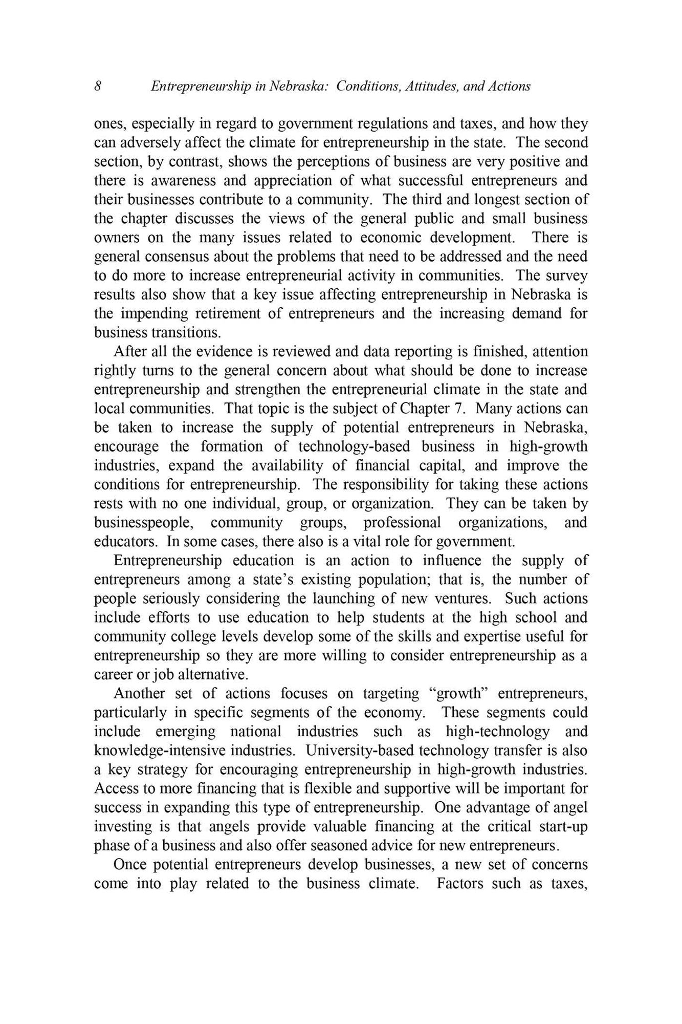 Entrepreneurship in Nebraska: Conditions, Attitudes, and Actions